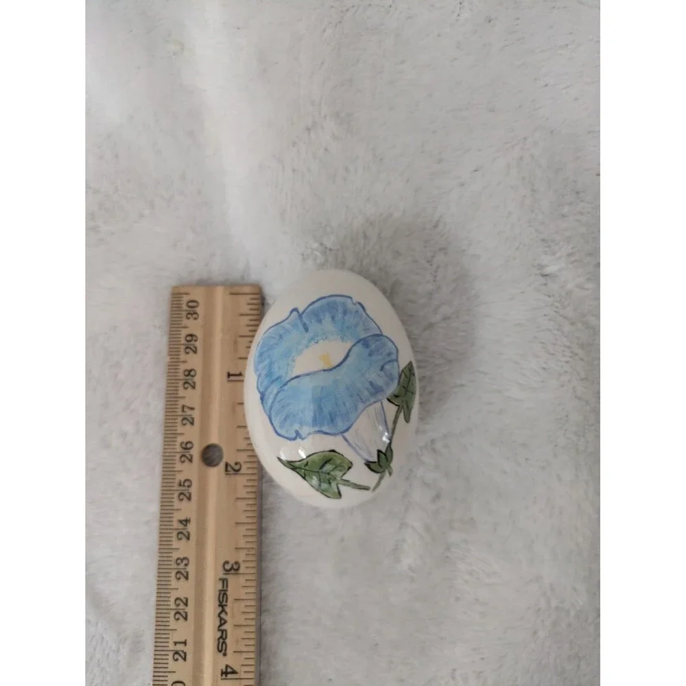 Hand Painted Morning Glory Ceramic Egg -
